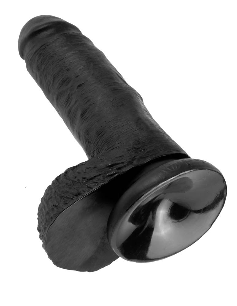 King Cock 7 inch Cock With Balls Black - Dongok - Dildók