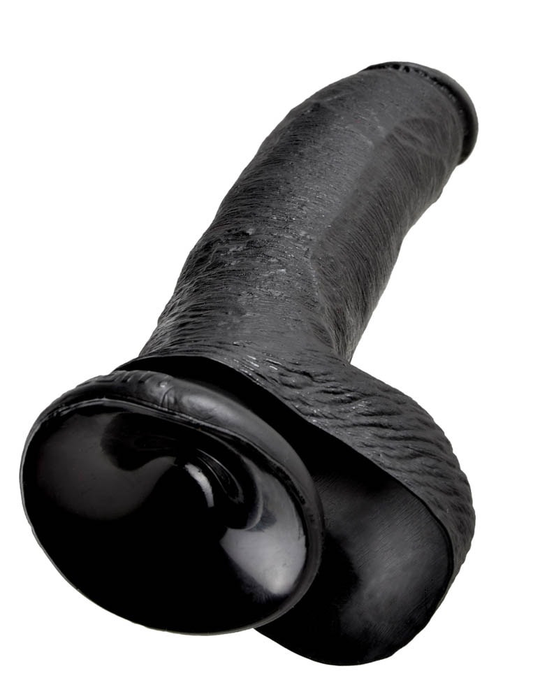 King Cock 9 inch Cock With Balls Black - Dongok - Dildók