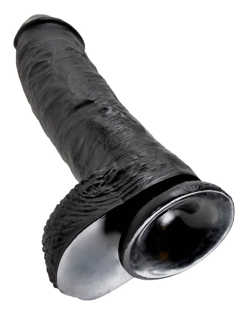 King Cock 10 inch Cock With Balls Black - Dongok - Dildók