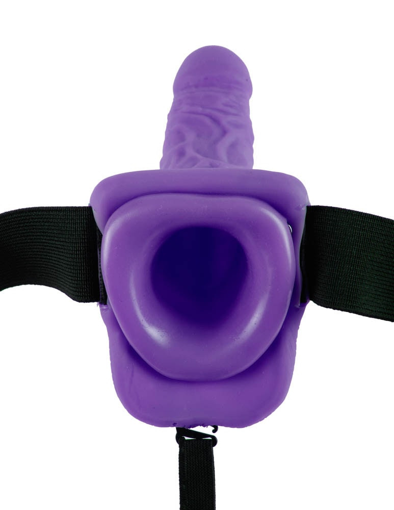 Fetish Fantasy Series 7 inch Vibrating Hollow  Strap-On with balls Purple - Felcsatolható eszközök