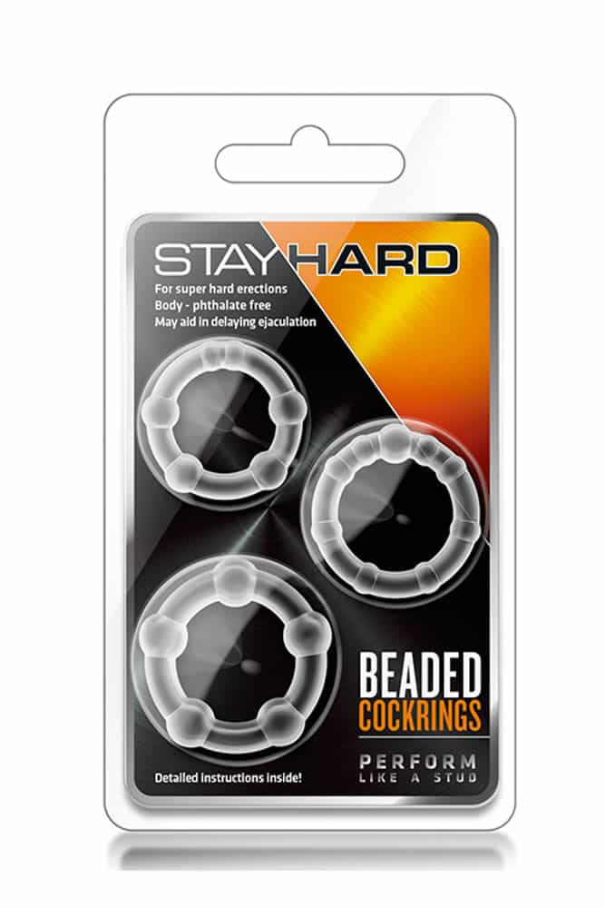 Stay Hard Beaded Cockrings Clear - Péniszgyűrűk - Mandzsetták