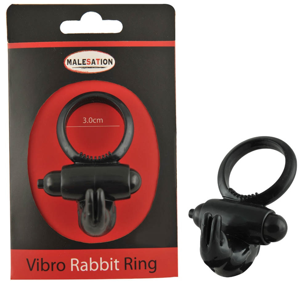 Malesation Vibro Rabbit Ring Black - Péniszgyűrűk - Mandzsetták