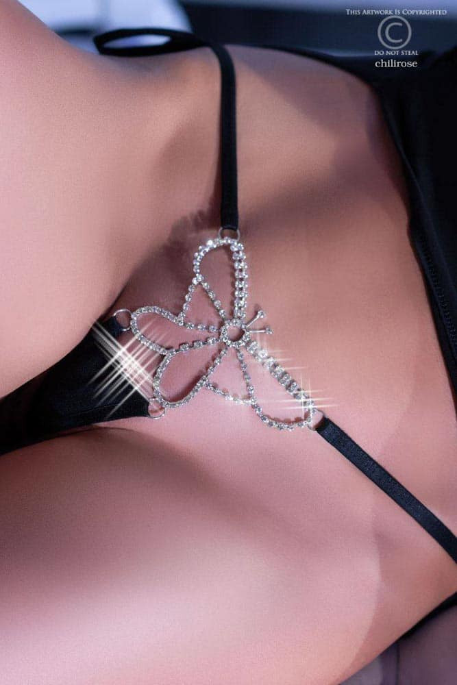 CR 4247  S/L  Black Jewelry String onesize - Női fehérneműk