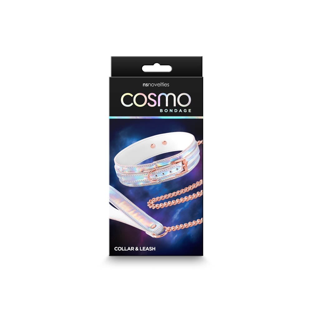 Cosmo Bondage -  Collar & Leash - Rainbow - Nyakörv és póráz