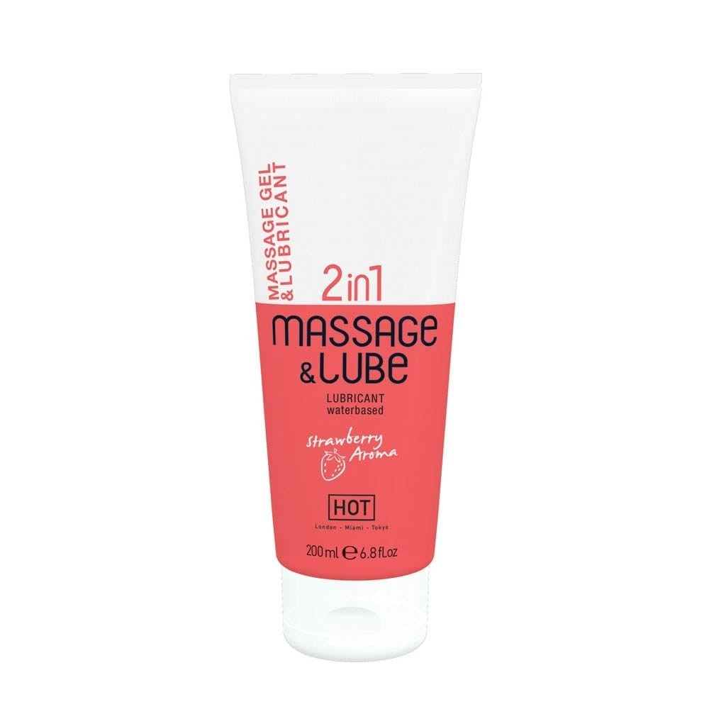 HOT Massage & Glide Gel 2in1 Strawberry 200 ml - Masszázsgyertyák és olajok