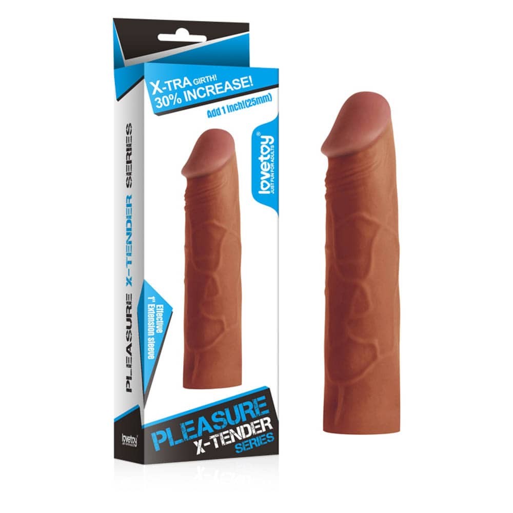 Pleasure X-Tender Penis Sleeve Brown 1 - Péniszköpenyek - Hosszabítók