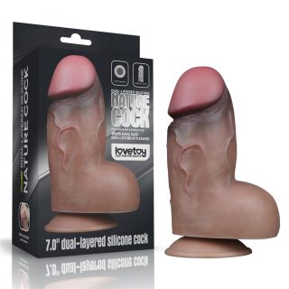 7" Dual-Layered Silicone Nature Cock Brown - Dongok - Dildók