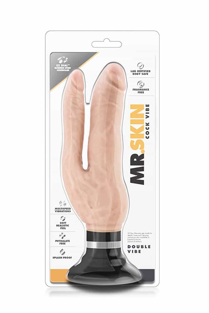 Mr. Skin Double Vibe Cock Beige - Realisztikus vibrátorok