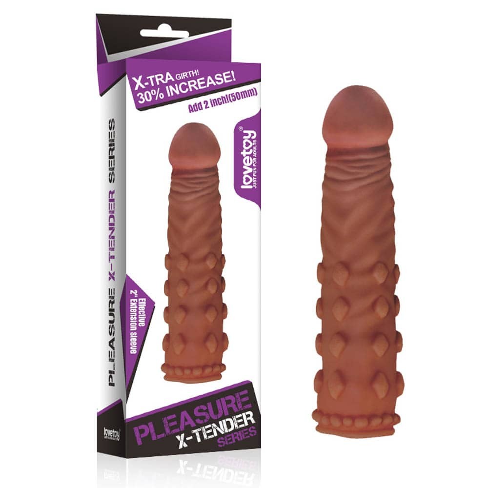 Pleasure X-Tender Penis Sleeve Brown 5 - Péniszköpenyek - Hosszabítók