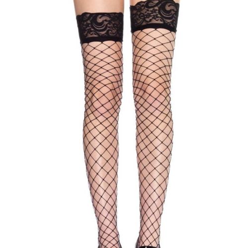 729037 FENCE NET STOCKING W/ LACE TOP O/S BLK - Harisnyák - Harisnyatartók