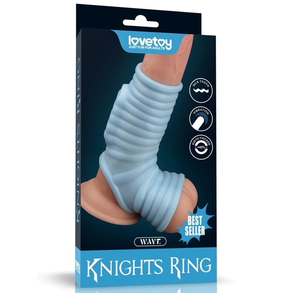 Vibrating Wave Knights Ring with Scrotum Sleeve - Péniszgyűrűk - Mandzsetták