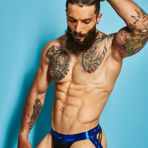 C4M-Desire Jockstrap-BlueLeatherette-XL - Férfi ruházat