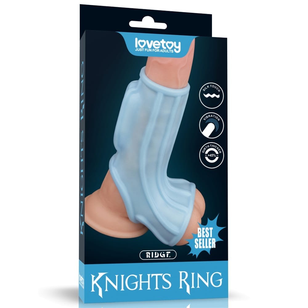 Vibrating Ridge Knights Ring with Scrotum Sleeve