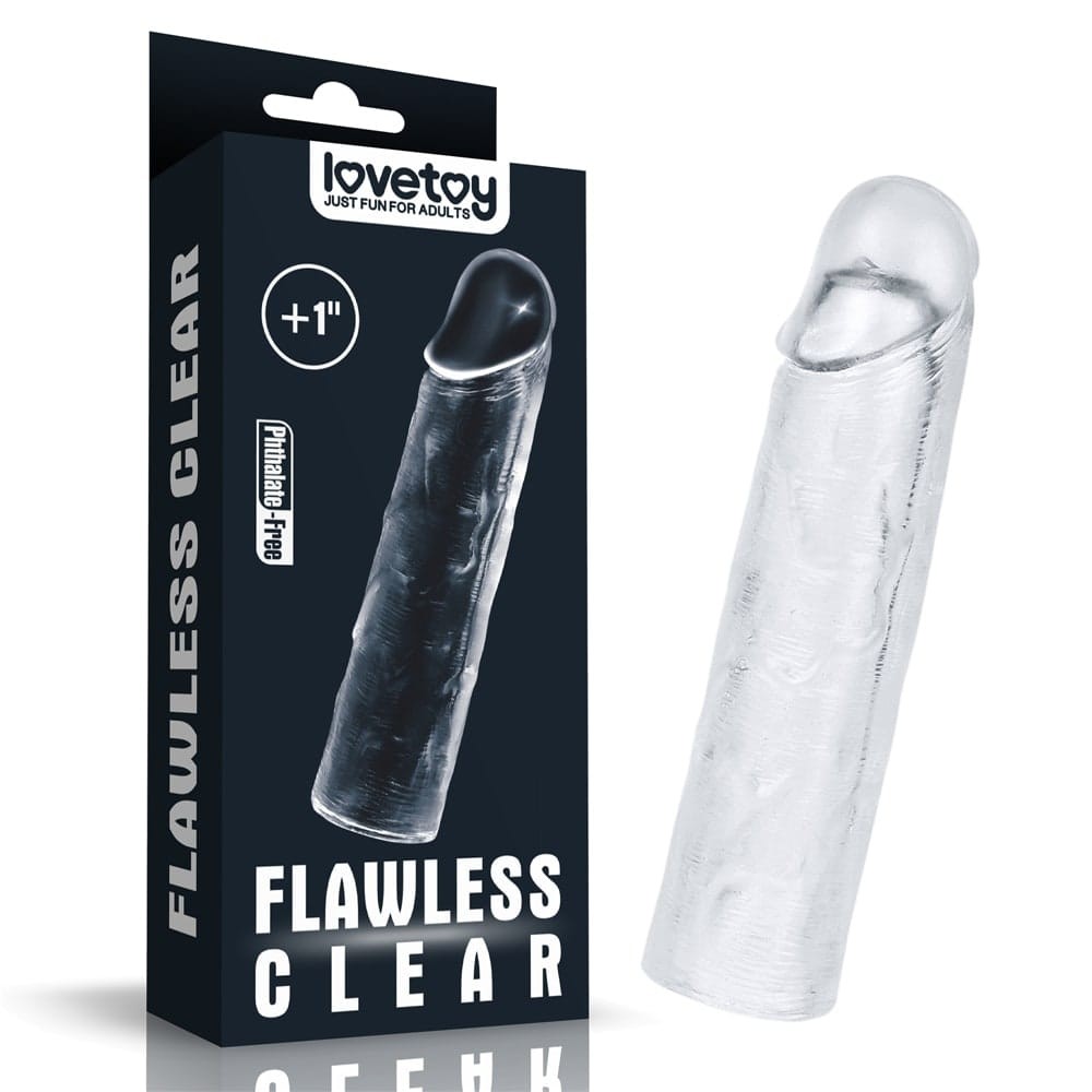 Flawless Clear Penis Sleeve Add 1'' - Péniszköpenyek - Hosszabbítók