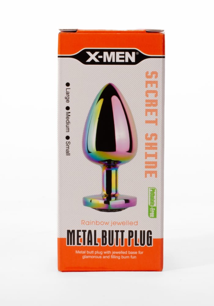 X-MEN Secret Shine Metal Butt Plug Rainbowheart S - Fenékdugók