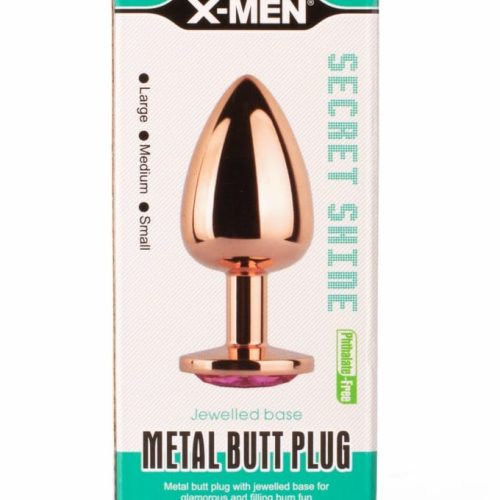 X-MEN Secret Shade Metal Butt Plug Rose L - Fenékdugók