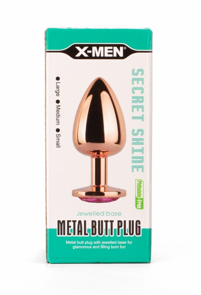 X-MEN Secret Shade Metal Butt Plug Rose L - Fenékdugók