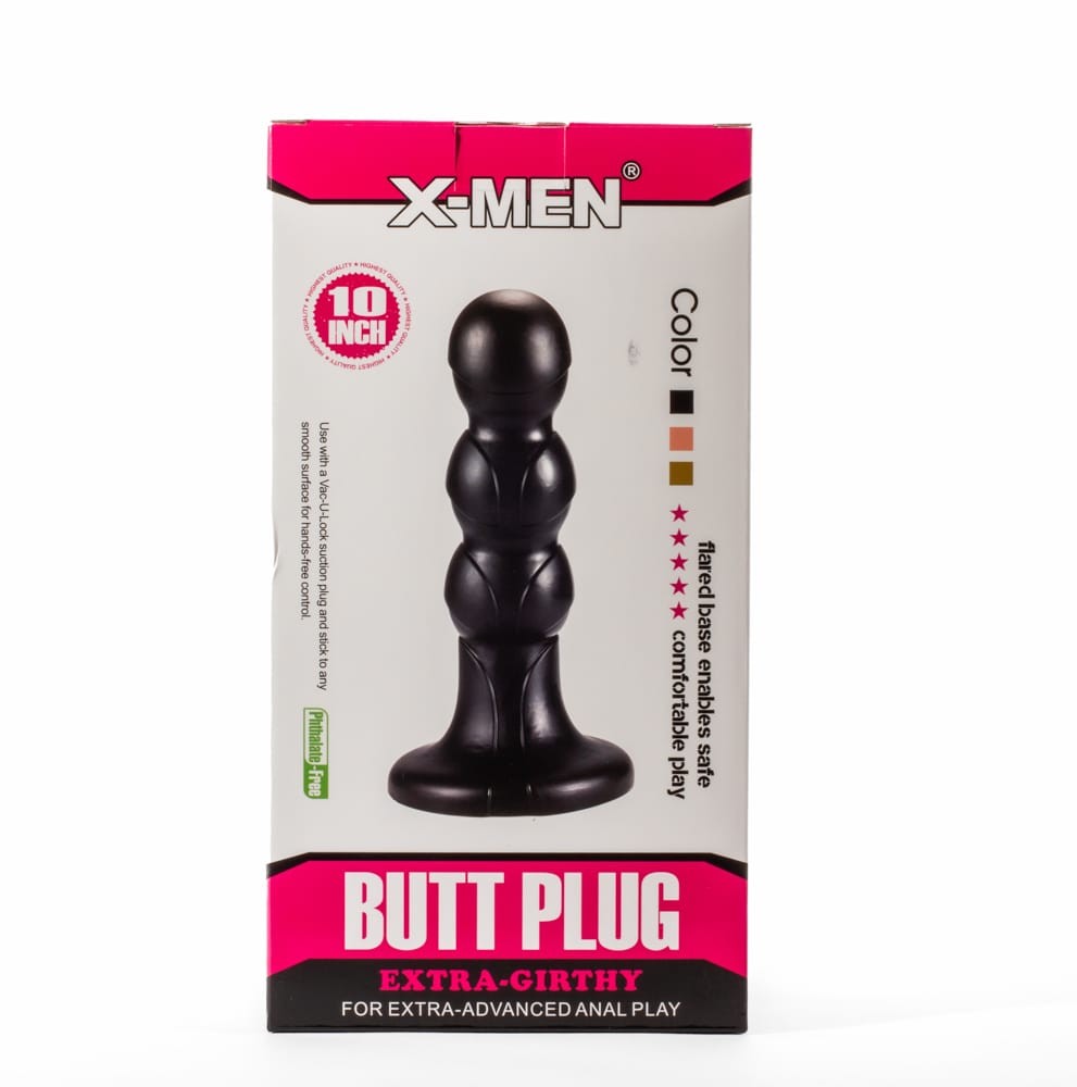 X-Men 10" Extra Girthy Butt Plug Black V - Fenékdugók