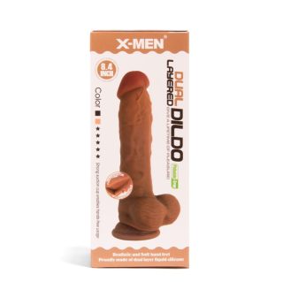 X-MEN 8.4 inch Dual Layered Dildo Brown - Dongok - Dildók