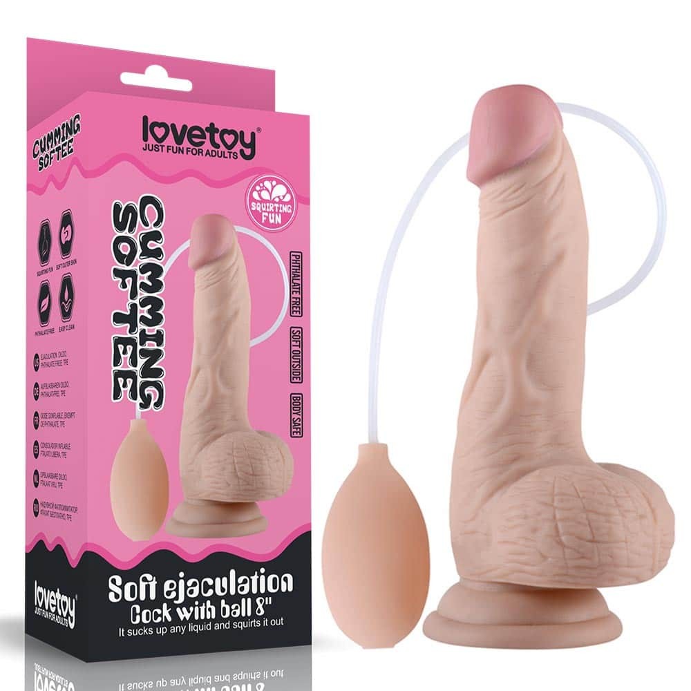 8" Soft Ejaculation Cock With Ball Flesh