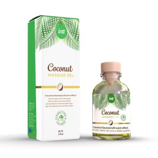 MASSAGE GEL COCONUT VEGAN GLASS BOTTLE 30ML + BOX - Masszázsgyertyák és olajok