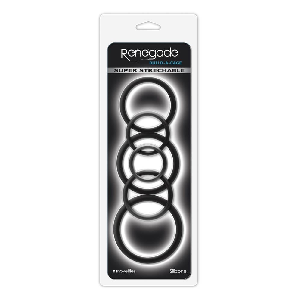 Renegade - Build-A-Cage Rings - Black - Péniszgyűrűk - Mandzsetták