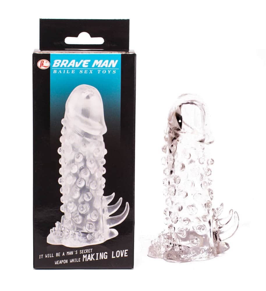 Brave Man Penis Sleeve Clear2 - Péniszköpenyek - Hosszabítók