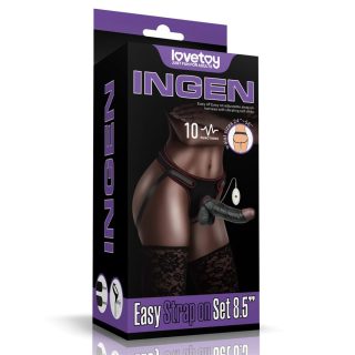 Vibrating Easy Strapon Set 8.5" Black - Felcsatolható eszközök