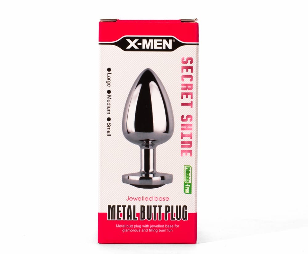 X-MEN Secret Shade Metal Butt Plug Red L - Fenékdugók