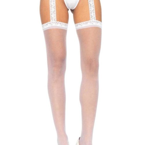 Sheer Thigh Highs - WHITE - O/S - HOSIERY - Harisnyák - Harisnyatartók