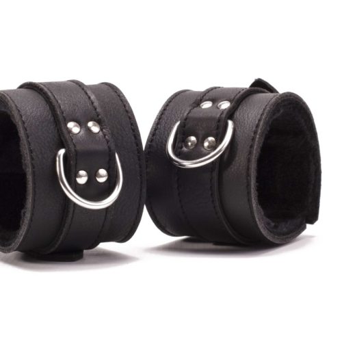 Hand Cuffs Grain Leather Black - Bilincsek - Kötözők