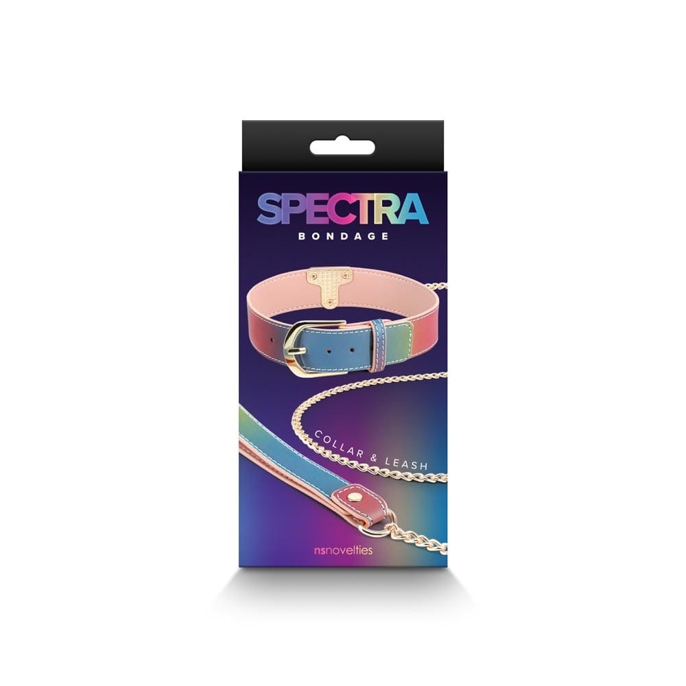 Spectra Bondage - Collar &  Leash - Rainbow - Nyakörv és póráz