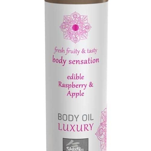 Luxury body oil edible - Raspberry & Apple 75ml - Masszázsgyertyák és olajok