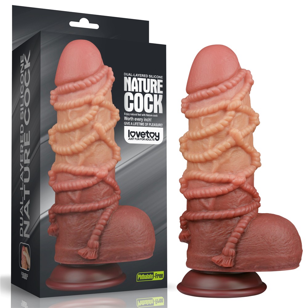 9.5'' Dual layered Platinum Silicone Cock with Rope - Dongok - Dildók