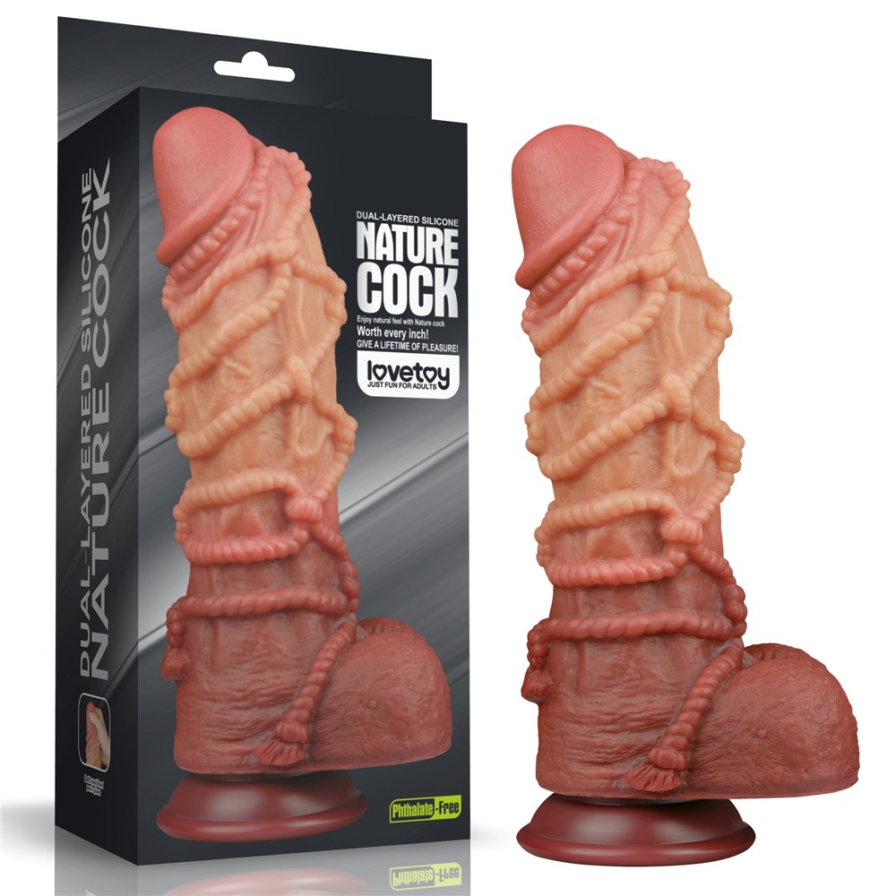 10.5'' Dual layered Platinum Silicone Cock with Rope - Dongok - Dildók