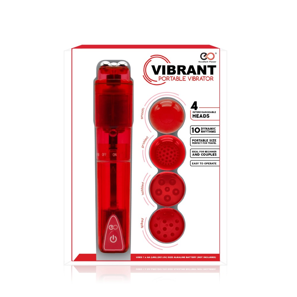 VIBBRANT PORTABLE VIBRATOR RED - Mini vibrátorok és tojások