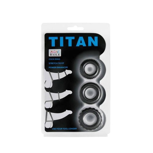 Titan 3 in 1 Silicone Rings Black - Péniszgyűrűk - Mandzsetták