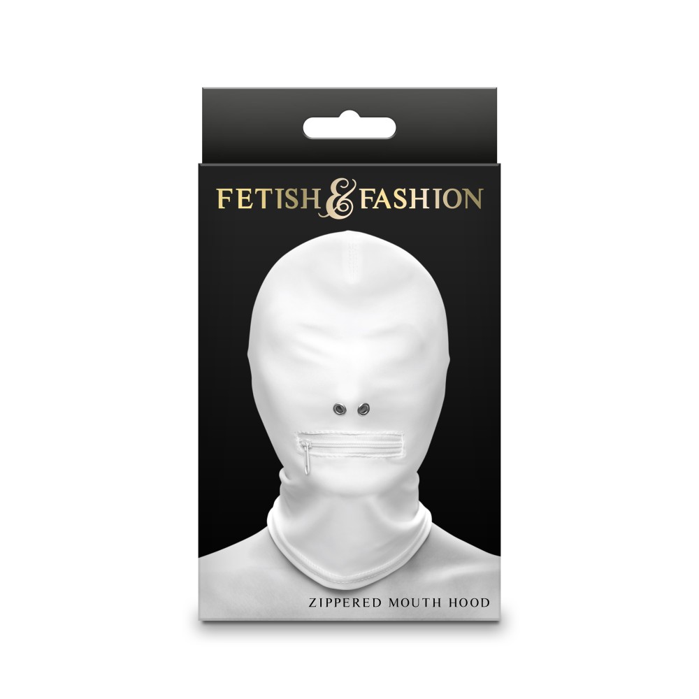 Fetish & Fashion – Zippered Mouth Hood – White – Alternate Package