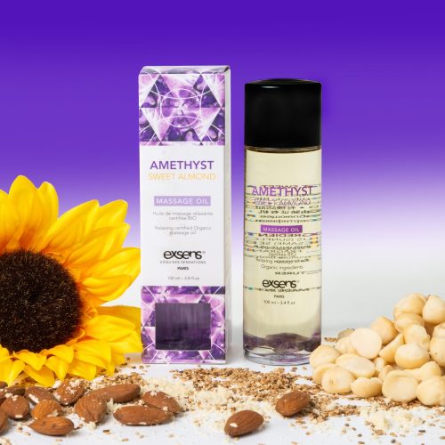 Organic Massage Oil with stones AMETHYST SWEET ALMOND 100ml - Masszázsgyertyák és olajok