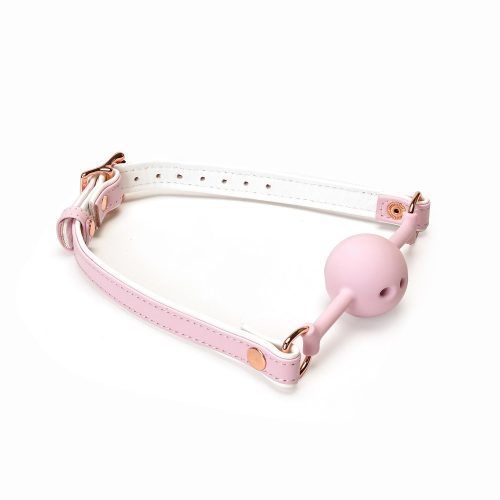 White & Pink Fairy Goat Leather Ball Gag - Szájpöckök