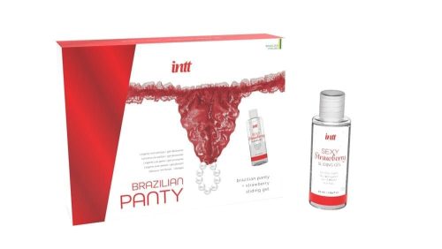 RED BRAZILIAN PANTY + SLINDING GEL - Női fehérneműk