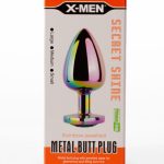 X-MEN Secret Shine Metal Butt Plug Rainbowheart L - Fenékdugók