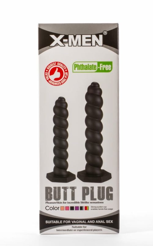 X-Men 7.87" Silicone Butt Plug Black S - Fenékdugók