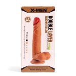 XMEN 7.6 inch Double Layer Silicon Dildo Brown - Dongok - Dildók