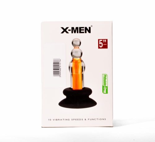 X-MEN 10 Speeds Vibrating Beaded Plug - Fenékdugók