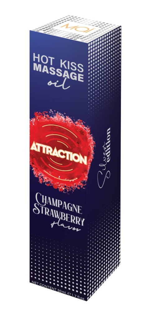 MASSAGE OIL  ATTRACTION CHAMPAGNE STRAWBERRY 50 ML - Masszázsgyertyák és olajok