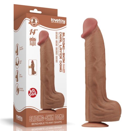 14'' King Sized Sliding Skin Dual Layer Dong Brown - Dongok - Dildók