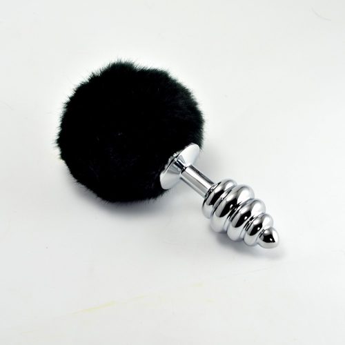 Spiral Pompon Metal Plug Black - Fenékdugók