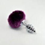 Spiral Pompon Metal Plug Purple - Fenékdugók