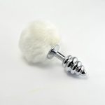 Spiral Pompon Metal Plug White - Fenékdugók